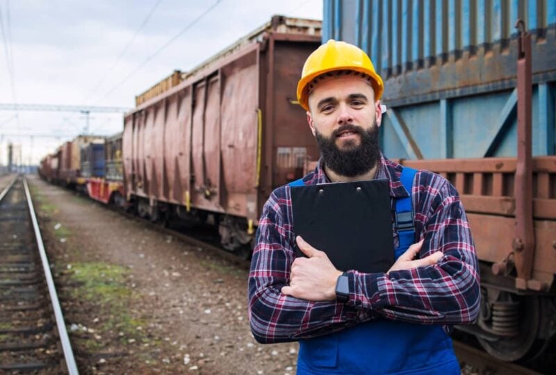 Rail freight yard at the start of a long haul