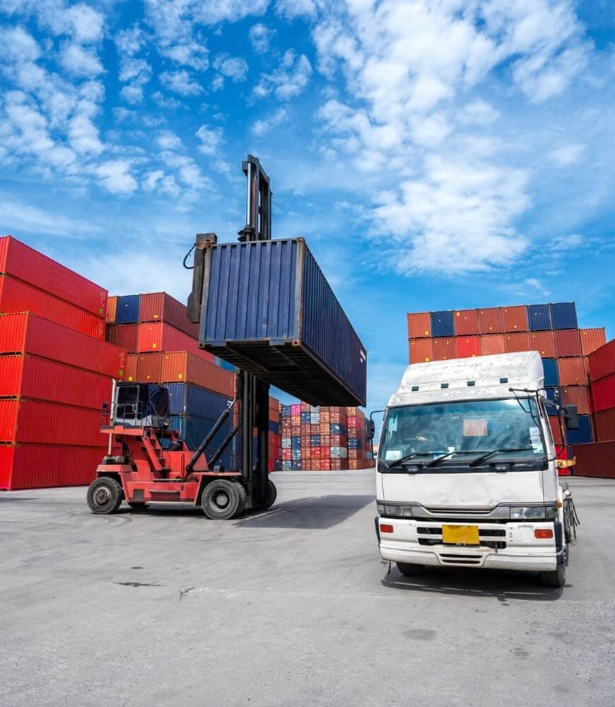 Container yard handling construction materials