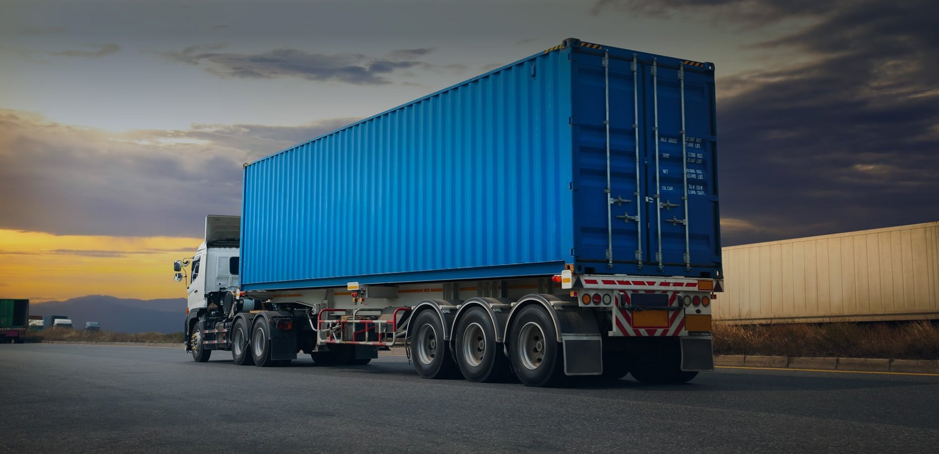 Container truck on a long-distance route